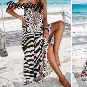 Black and White Animal Print Maxi Dress